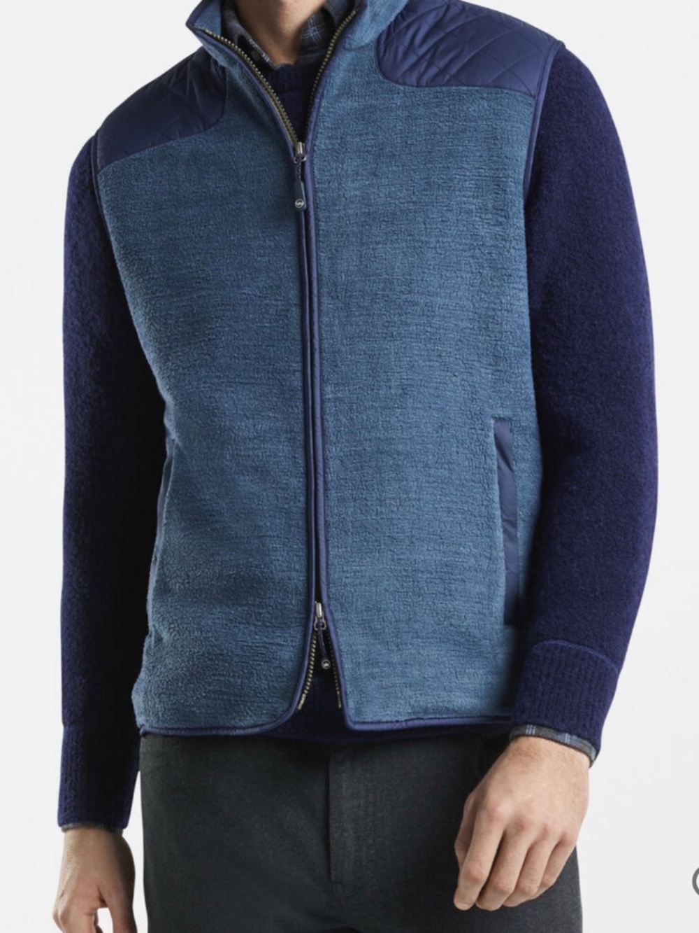 NWT Peter Millar Mountainside Men's Sherpa Fleece Vest in Deep Sea Size XL